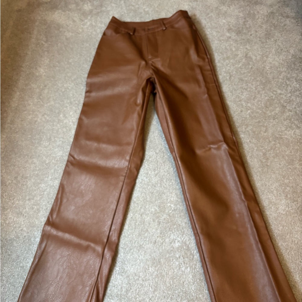 Faux leather women’s straight leg pant